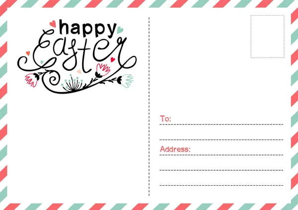 Frohe Ostern Textvektor Handgezeichnete Ostertypografie Mit Blumen Für Grußkarten Isoliert — Stockvektor