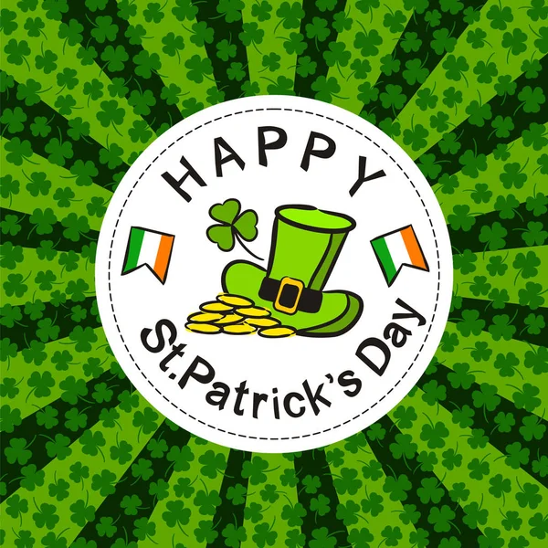 Patrick Day Party Poster Estilo Desenhado Mão Elementos Irlandeses Moldura —  Vetores de Stock