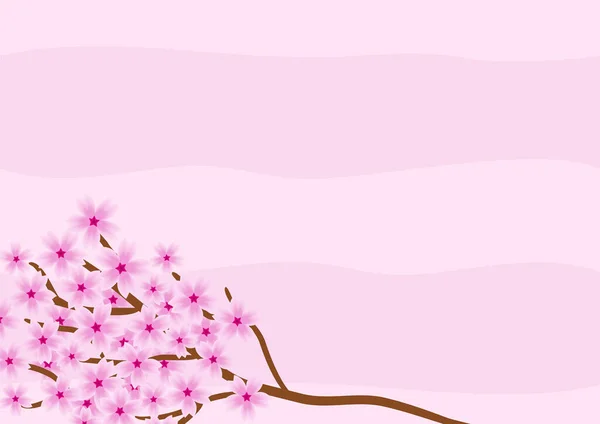 Гілка Сакури Блідо Рожевому Тлі Коричнева Гілка Рожевими Квітами Окреме — стоковий вектор