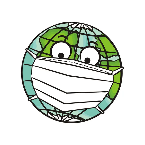 Jordklotet Skyddande Medicinsk Mask Skydd Mot Virus Sjukdomar Och Epidemier — Stock vektor