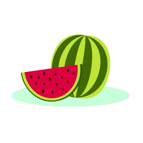 Vektor Isolierte Wassermelone Symbol Flachem Stil Eine Ganze Gestreifte Wassermelone — Stockvektor