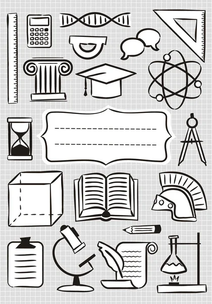 Cover Notebook Checkered Sheet School Icons School Educational Theme Template — Stock Vector