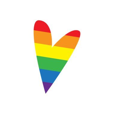 Büyük gökkuşağı renk kalbinin vektör çizimi. Lgbt gökkuşağı bayrağı. Kamuoyuna açıklama konsepti. Konuşma özgürlüğü mesajı. Tekstil tasarımı 