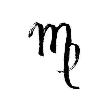 Başak burcu işareti. El çizimi vektör çizimi. El yapımı mürekkep çizimi. Başak burcu işareti, sembol, simge. 