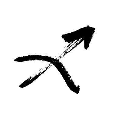 Yay burcu burcu. El çizimi vektör çizimi. El yapımı mürekkep çizimi. Yay burcu işareti, sembol, simge. 