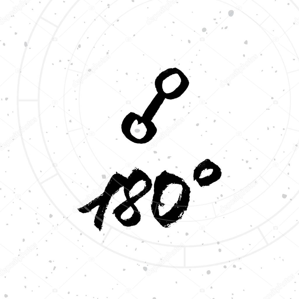 Vector handdrawn brush ink illustration of Opposition astrological sign wih natal chart. Horoscope signs, magic symbols, icons.  Astrology concept for occult design.