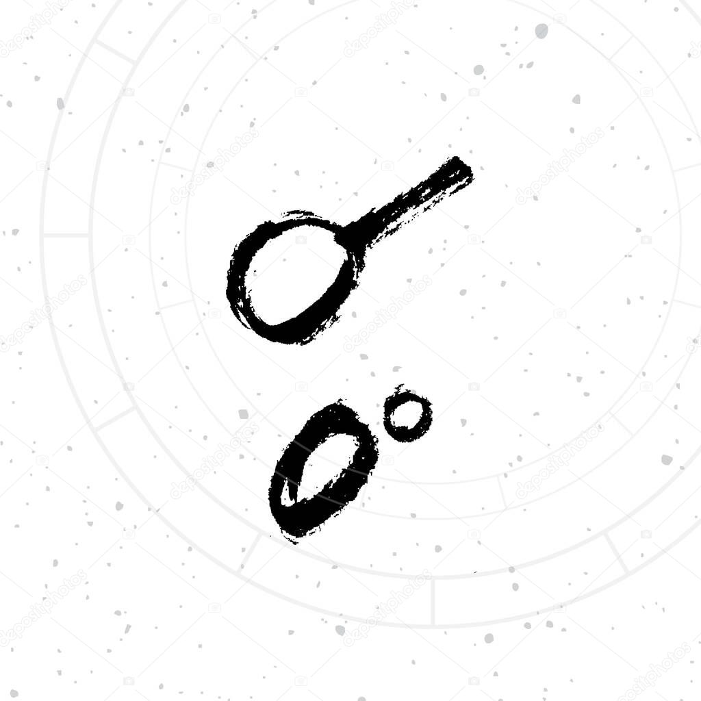 Vector handdrawn brush ink illustration of Conjunction astrological sign with natal chart. Horoscope signs, magic symbols, icons.  Astrology concept for occult design.