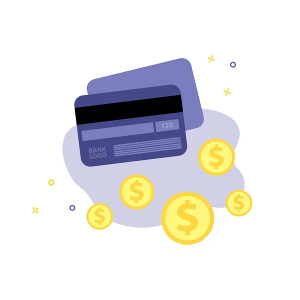 Vector Isoleren Illustratie Van Creditcard Debetkaart Plastic Met Dollar Cent — Stockvector