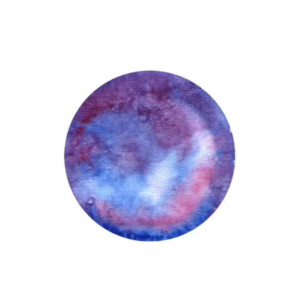 Planeta Acuarelă Izolată Fundal Alb Cercul Aquarelle Hârtie Textură Acuarelă — Fotografie, imagine de stoc