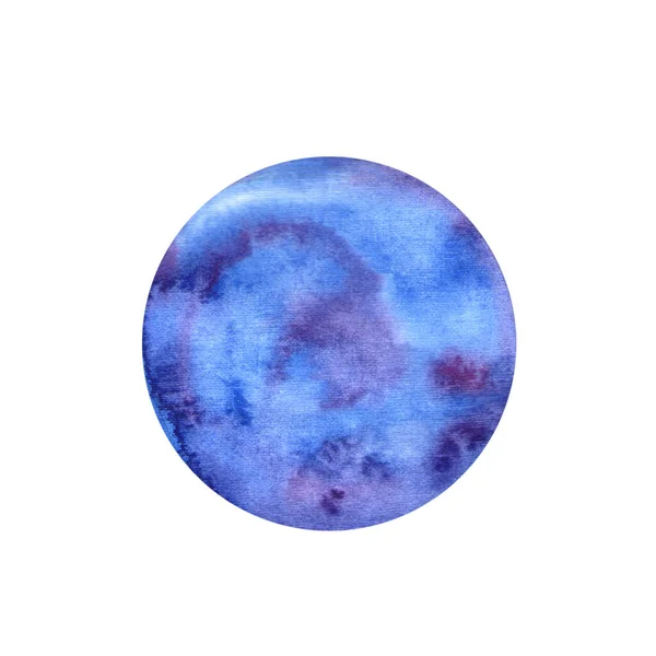 Handgezeichneter Aquarell Planet Isoliert Auf Weißem Hintergrund Aquarellkreis Aquarell Texturpapier — Stockfoto