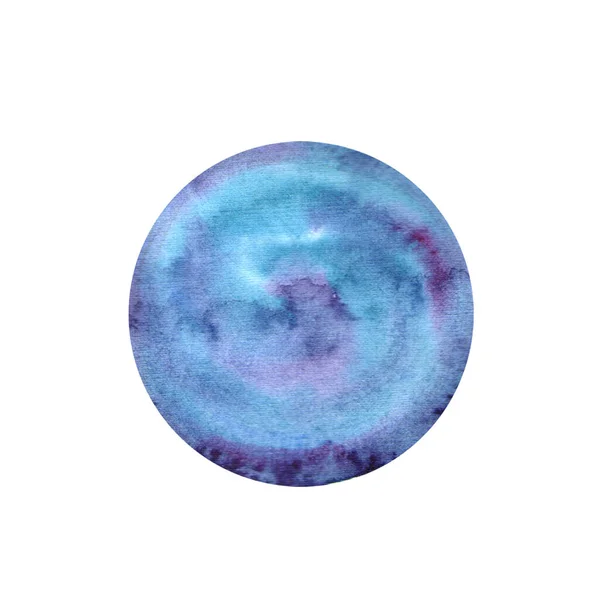 白地に描かれた手描きの水彩画の惑星 アクエラレ サークル 水彩色のテクスチャペーパー 円形の水彩画 — ストック写真