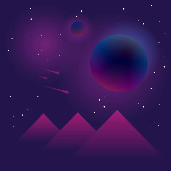 Vector Plat Ilustrație Culorile Nocturne Backgroud Gradient Constelație Stele Planete — Vector de stoc