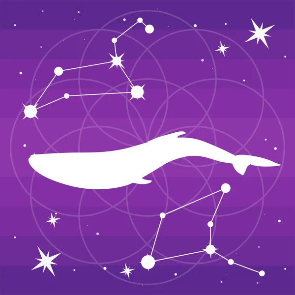 Cosmos Vector Mystic Magic Illustration Template Gradient Purple Backgroud Constellation — Stockvektor