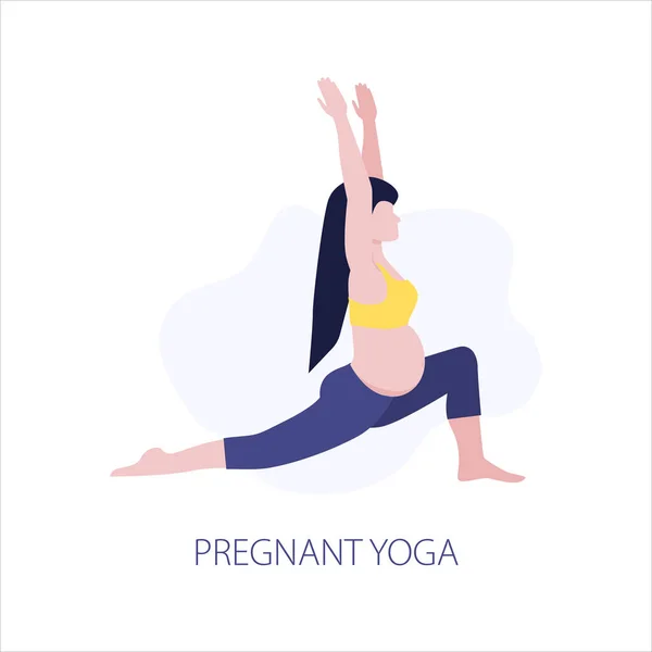 Vektorillustration Von Pregmant Mädchen Oder Frau Beim Yoga Kurs Gesunde — Stockvektor