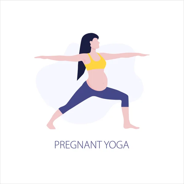 Ilustración Vectorial Pregmant Niña Mujer Haciendo Clases Yoga Aptitud Saludable — Vector de stock