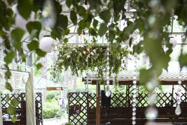 Taze doğa bitki buket kompozisyon bir cam bir tavanda 