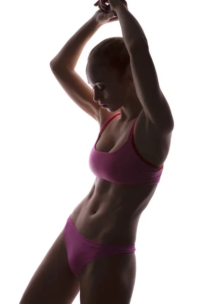 Close up of a beautiful caucasian young woman fit athletic body — Stock Photo, Image