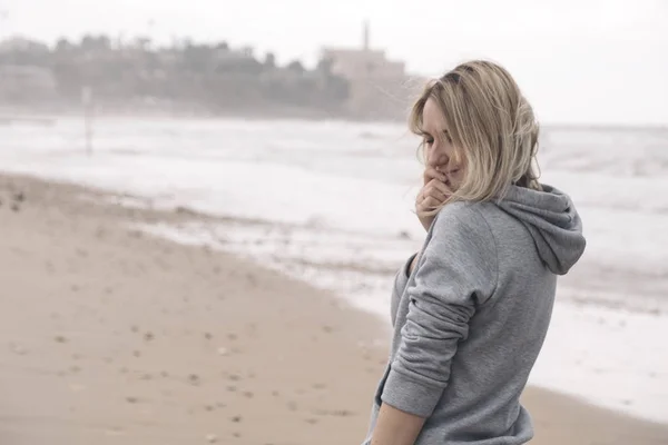 Vue Fantastique Une Fille Sur Mer Israël Vue Lumière Jour — Photo