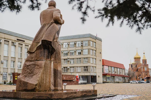 Emlékmű Lenin Téren Város Svetograd — Stock Fotó