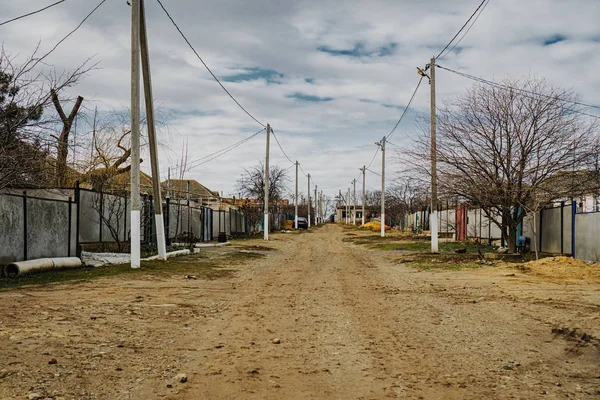 Χωματόδρομος Στο Χωριό Χειμώνα — Φωτογραφία Αρχείου