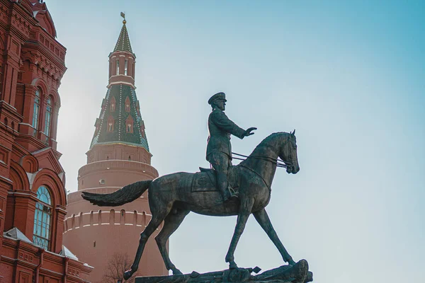 Monumento Marechal Zhukov Moscou — Fotografia de Stock