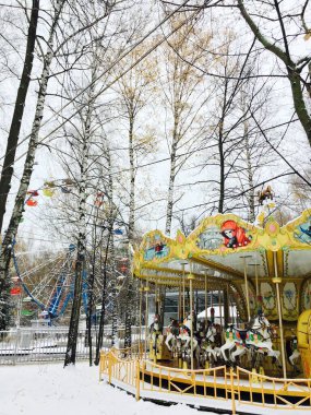 Moskova 'daki Izmailovsky Parkı bulutlu bir kış gününde