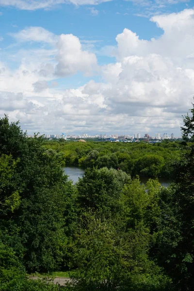 여름날 모스크바의 콜로멘 공원에서 바라본 모스크바의 — 스톡 사진