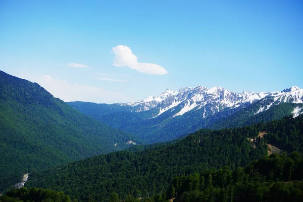 罗萨湖畔索契的俄罗斯夏季山地景观 — 图库照片