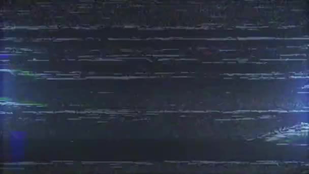 Efecto vhs de ruido de píxeles digitales en la pantalla azul . — Vídeo de stock