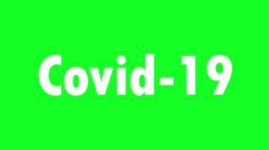 Yeşil ekranda Covid-19 metin animasyonu. 4 bin. Coronavirüs salgını. Beyaz metinli yeşil ekran arkaplanı.