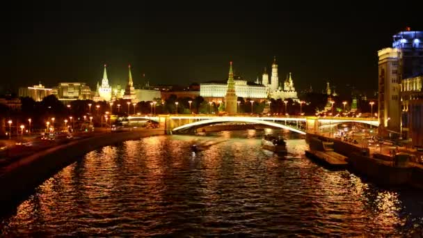 09.08.2016 avond Moskou. Uitzicht op het Kremlin en het centrum van de stad. — Stockvideo