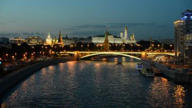 Akşam Moskova. Kremlin ve kent merkezinin görünümü.