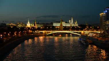 Akşam Moskova. Kremlin ve kent merkezinin görünümü.