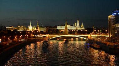 Akşam Moskova. Kremlin ve kent merkezinin görünümü.