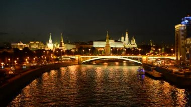 Akşam Moskova. Kremlin ve kent merkezinin görünümü.