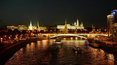 Akşam Moskova. Kremlin ve kent merkezinin görünümü.
