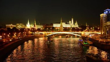 Akşam Moskova. Kremlin ve kent merkezinin görünümü.