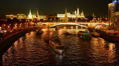 Akşam Moskova. Kremlin ve kent merkezinin görünümü.