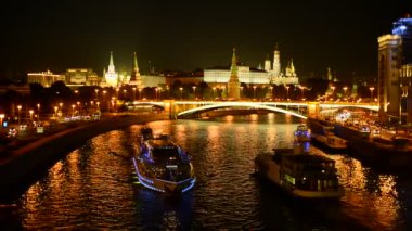 Akşam Moskova. Kremlin ve kent merkezinin görünümü.