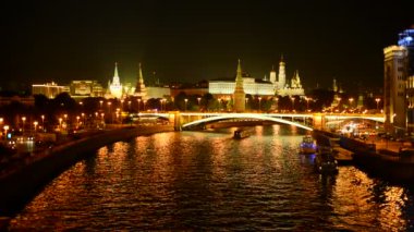 Akşam Moskova. Kremlin ve kent merkezinin görünümü.