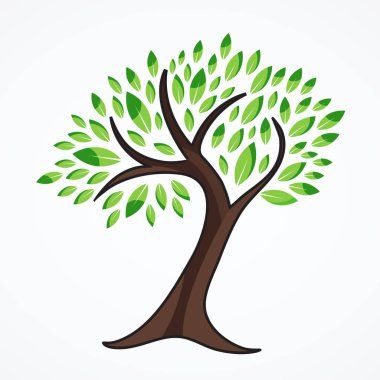 Beyaz izole ağaç Logo.