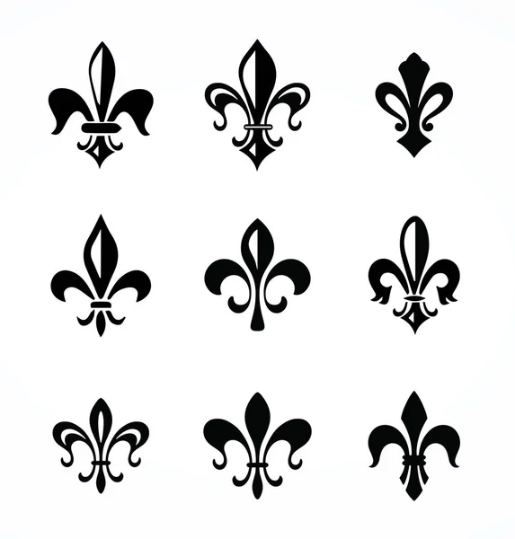 Nine Fleur Lis Icon Set — Vector de stoc