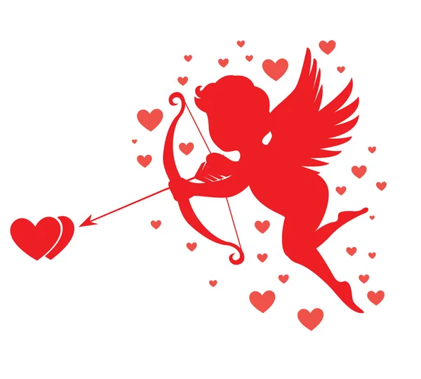 Red Cupid Bow Arrow Illustration — Stock Vector