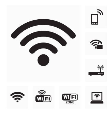 Wifi internet işaret simgesi düz stil. İzole edilmiş arkaplanda kablosuz teknoloji vektör çizimi.