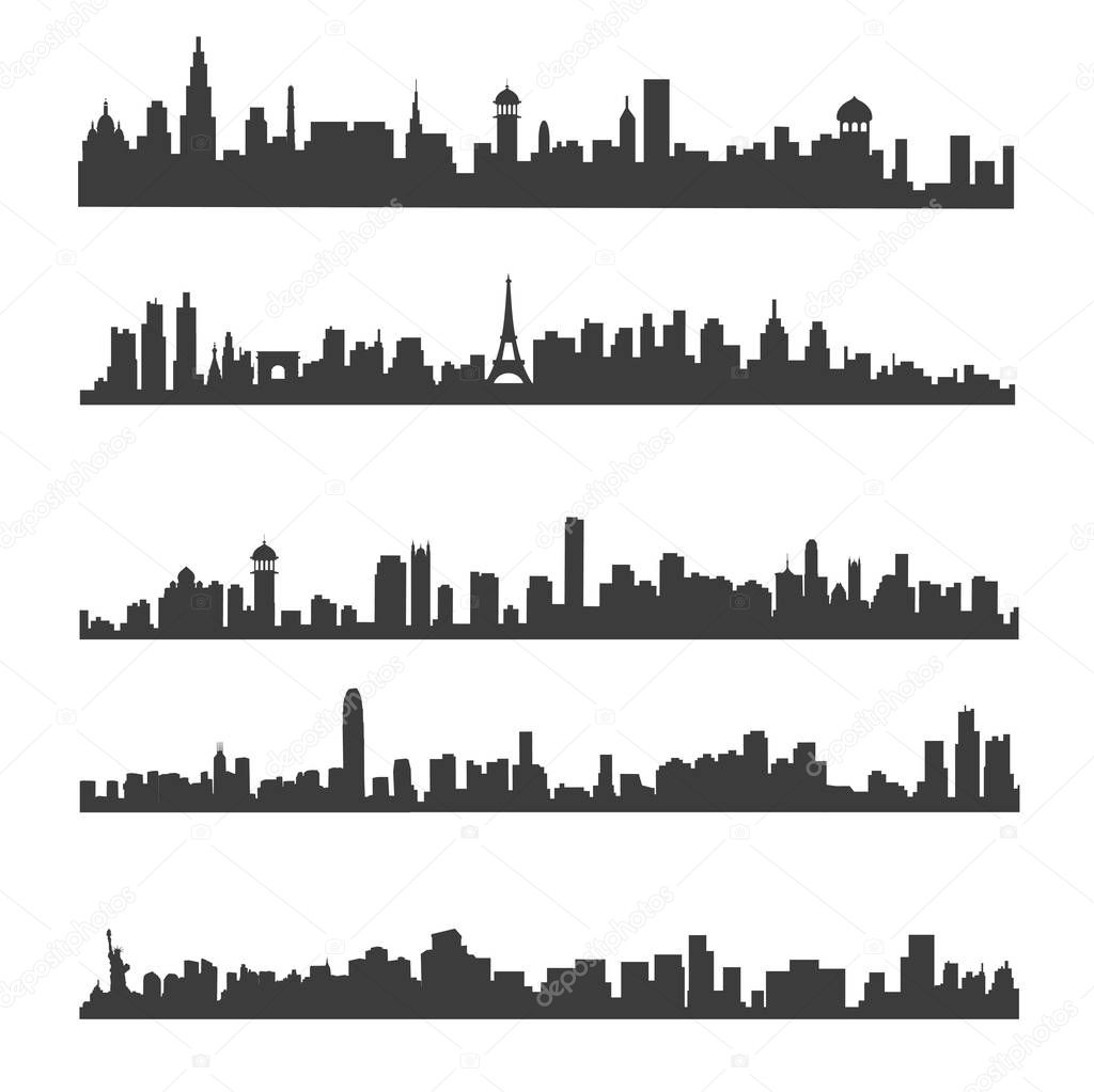 city skyline silhouette isloated in white.