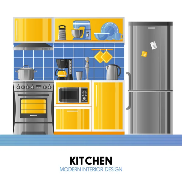 Cocina Diseño Interior Moderno — Vector de stock