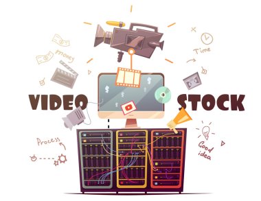 Video Microstock sanayi kavramı Retro illüstrasyon 