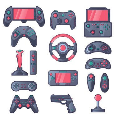 Oyun aygıtı renkli Icons Set