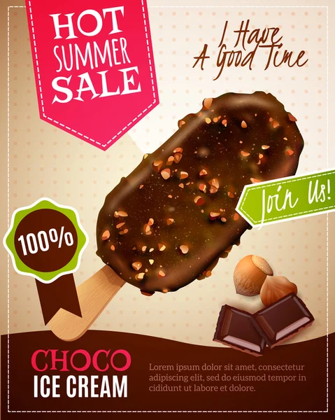 Ilustração da venda do verão do gelado — Vetor de Stock