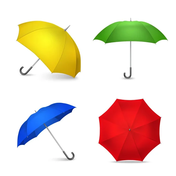 Bright Colorful Umbrellas 4 Realistic Images — Stock Vector